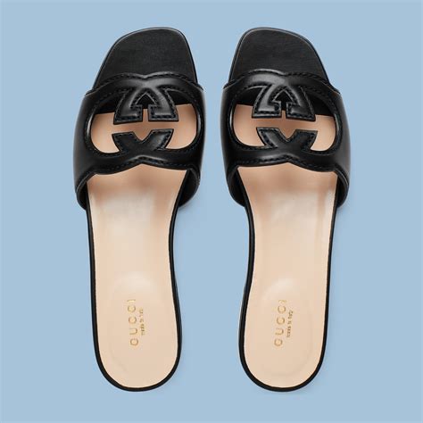 gucci women's interlocking g slide sandal|gucci interlocking g ring sandals.